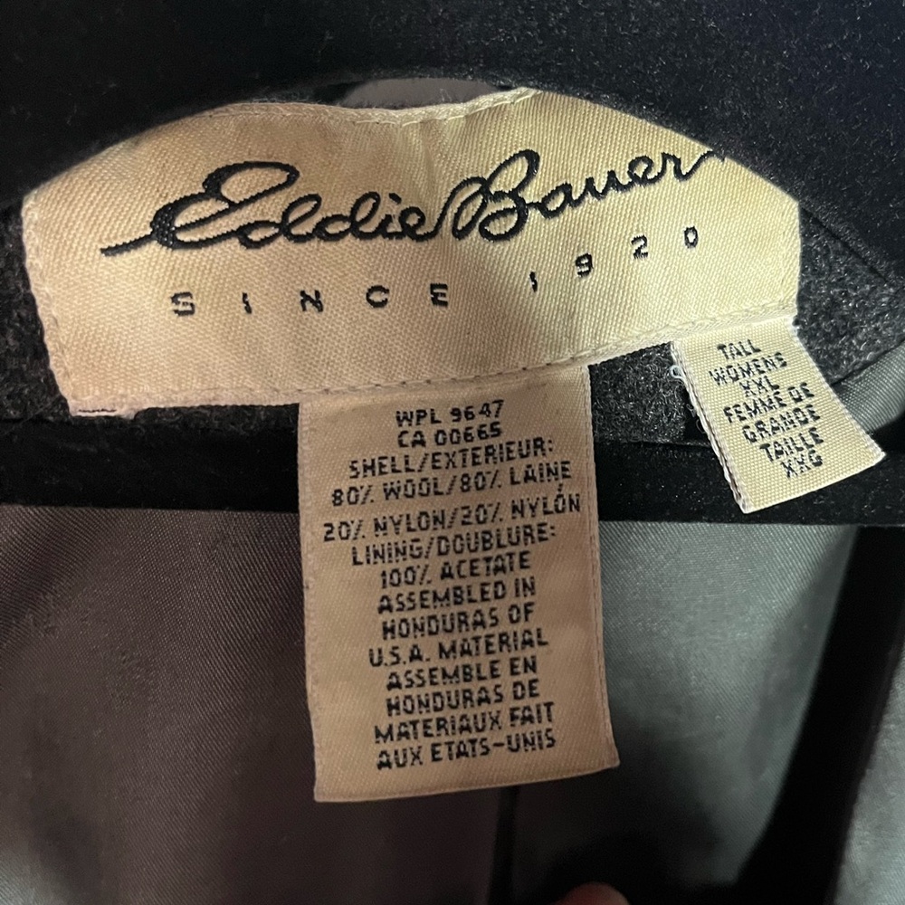 Eddie Bauer wool blend coat - XXL Tall - grey - Picture 2 of 3